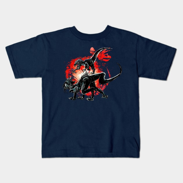 Blue vs Indoraptor Kids T-Shirt by WorldDinosaurs